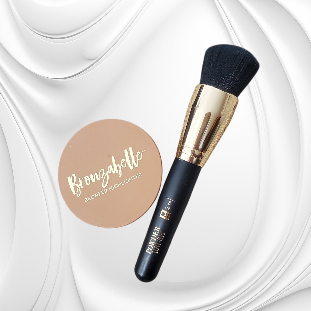 Belle Beauty Kim Gravel Bronzer Highlighter In Tuscan Sun W/ Kim's Powder Brush